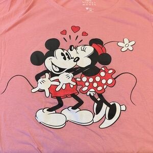 Disney Mickey Mouse Mickey & Minnie Mouse Pink Kiss Tee Shirt Size 2X Plus